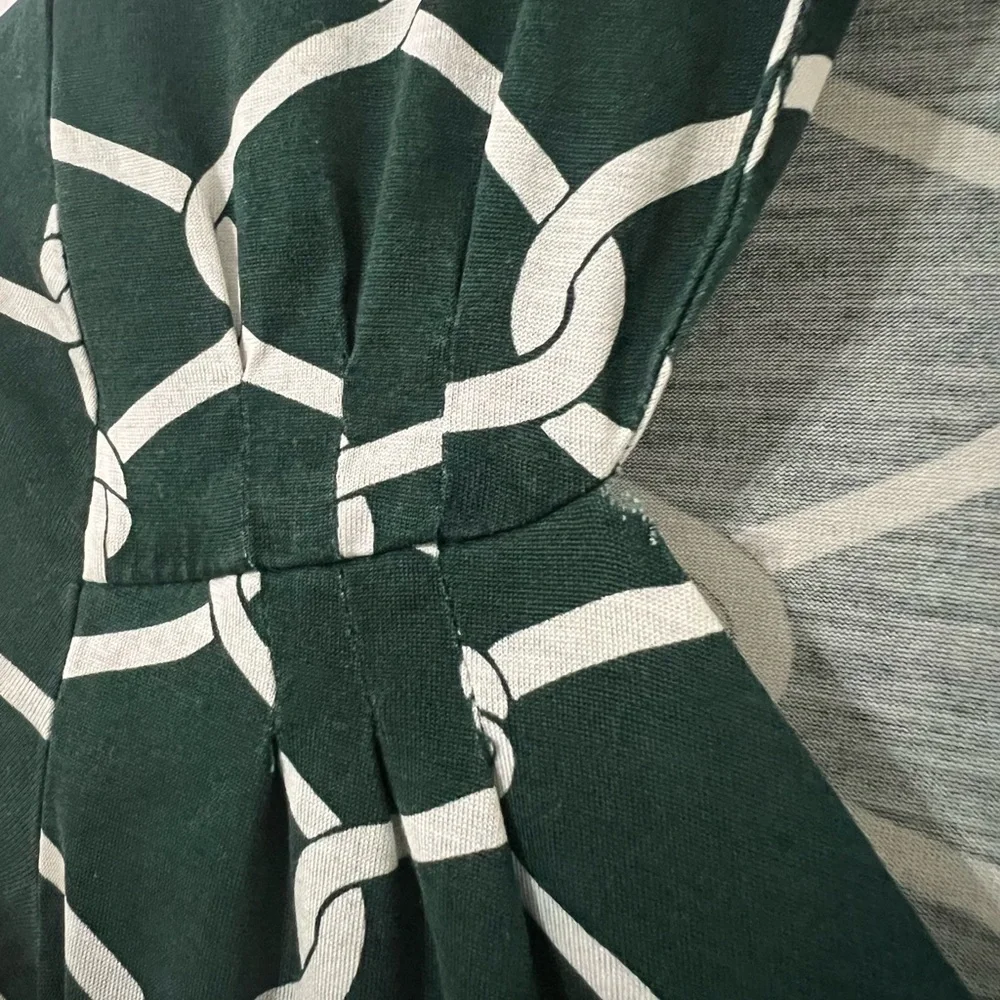 Banana Republic Dark Green Patterned Long Sleeve Dress